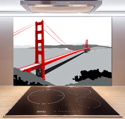 Kitchen wall panels San Francisco bridge