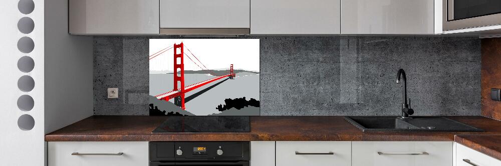 Kitchen wall panels San Francisco bridge