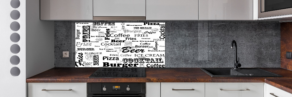 Kitchen splashback Menu in the restaurant