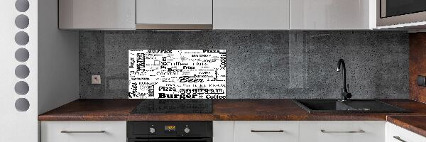 Kitchen splashback Menu in the restaurant