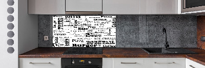 Kitchen splashback Menu in the restaurant