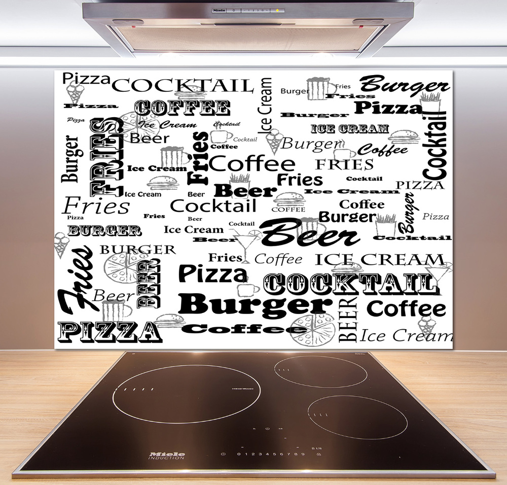 Kitchen splashback Menu in the restaurant