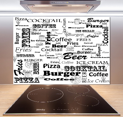 Kitchen splashback Menu in the restaurant