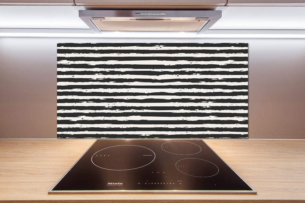 Kitchen splashback Black and white stripes