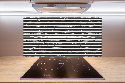 Kitchen splashback Black and white stripes