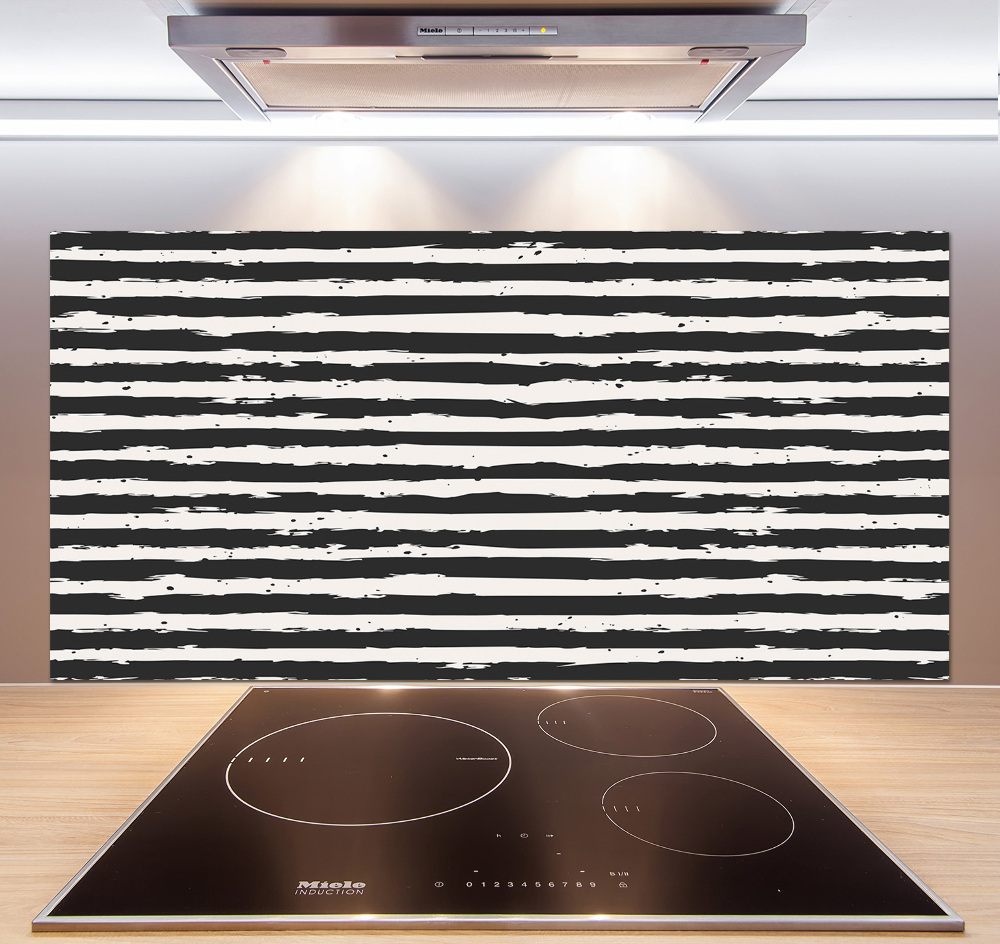 Kitchen splashback Black and white stripes