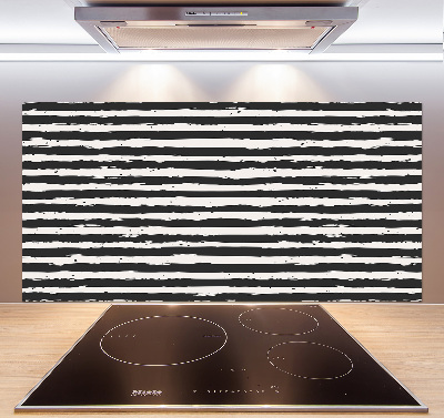 Kitchen splashback Black and white stripes