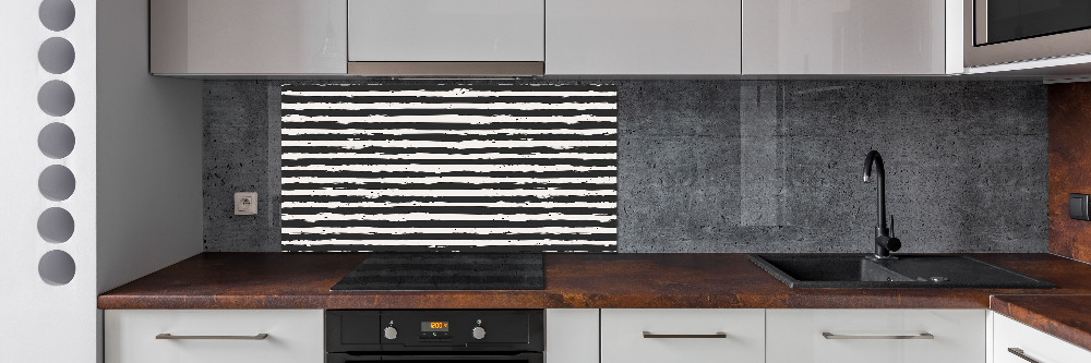 Kitchen splashback Black and white stripes