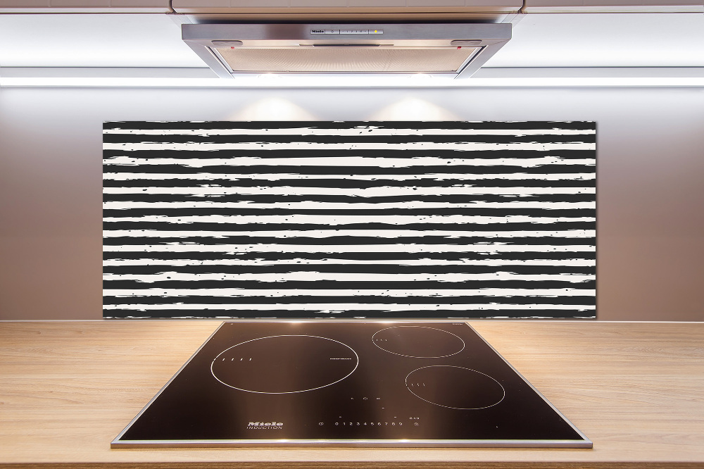 Kitchen splashback Black and white stripes