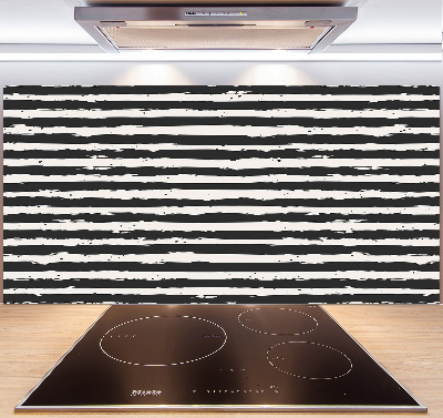 Kitchen splashback Black and white stripes