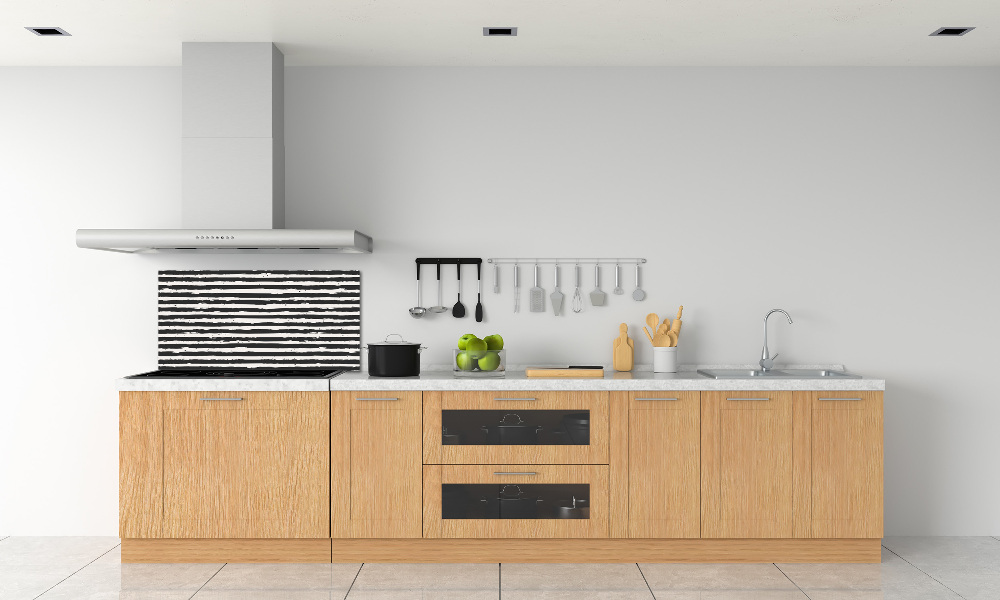 Kitchen splashback Black and white stripes