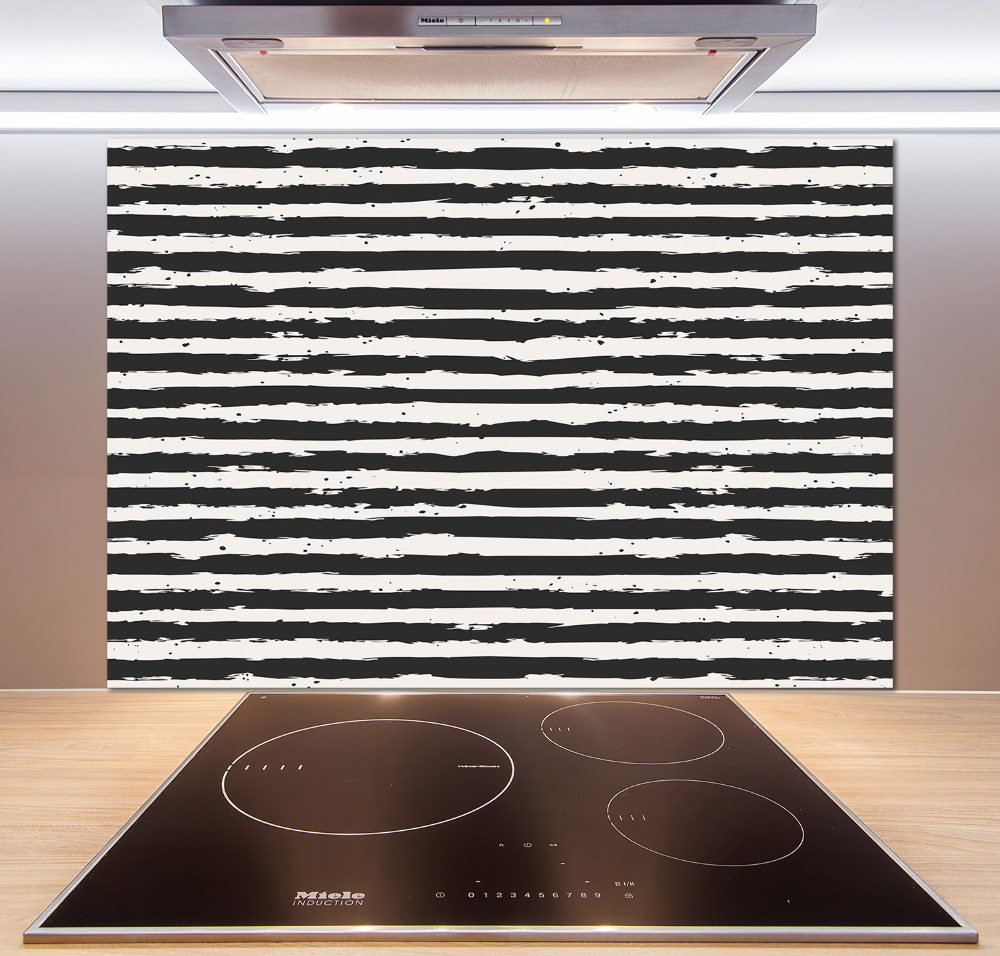 Kitchen splashback Black and white stripes