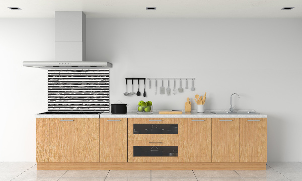 Kitchen splashback Black and white stripes