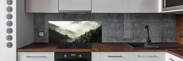 Glass splashback Fog over the forest