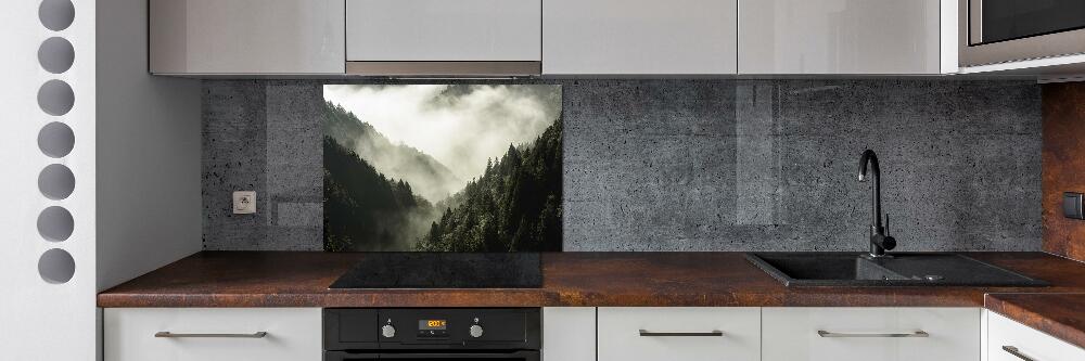 Glass splashback Fog over the forest