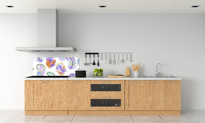 Kitchen wall panels Colorful feathers