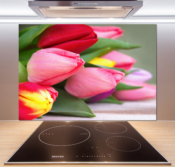 Cooker splashback Colorful tulips