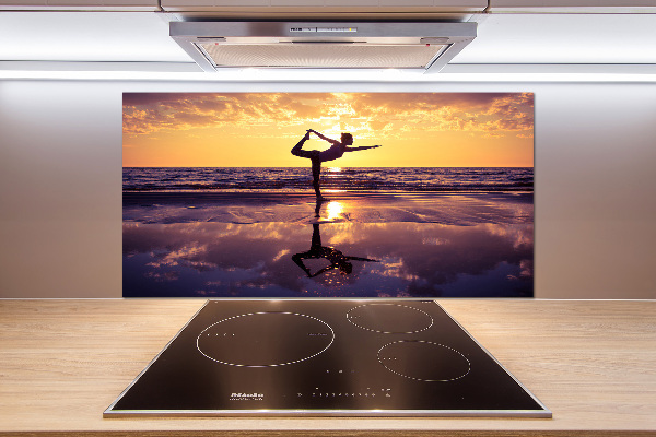 Cooker splashback Yoga on the beach