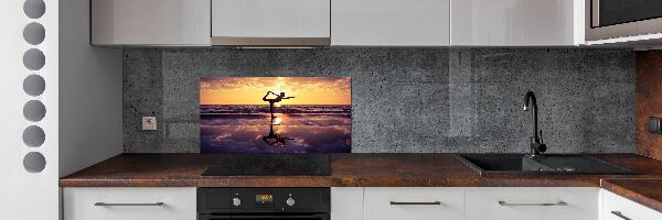 Cooker splashback Yoga on the beach