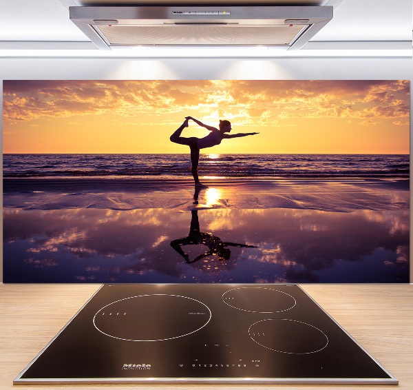 Cooker splashback Yoga on the beach