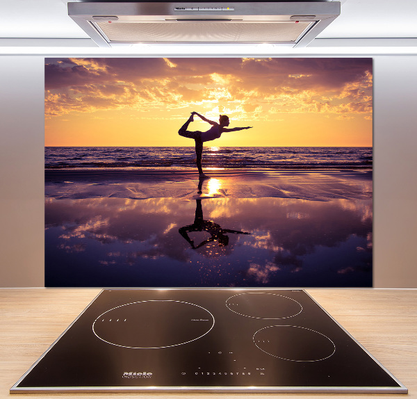 Cooker splashback Yoga on the beach