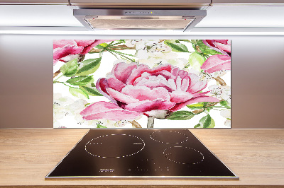 Cooker splashback Peonies