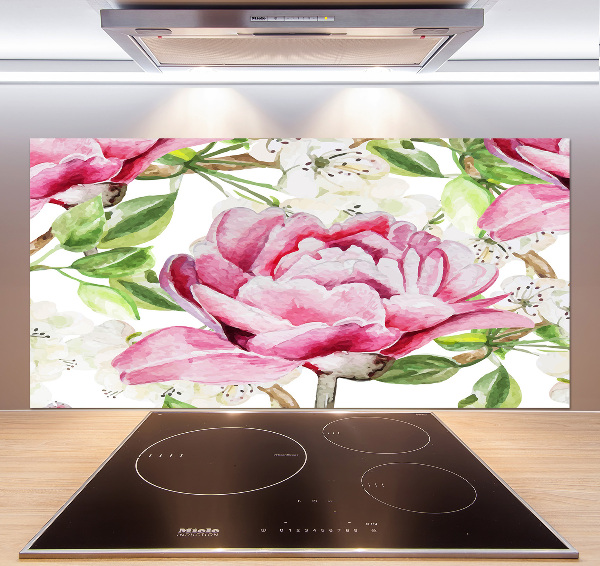 Cooker splashback Peonies