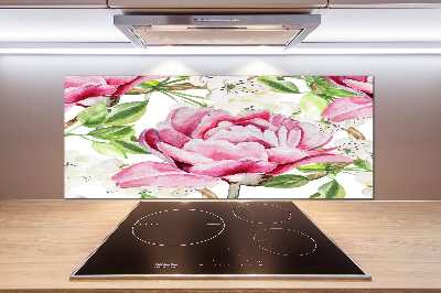 Cooker splashback Peonies