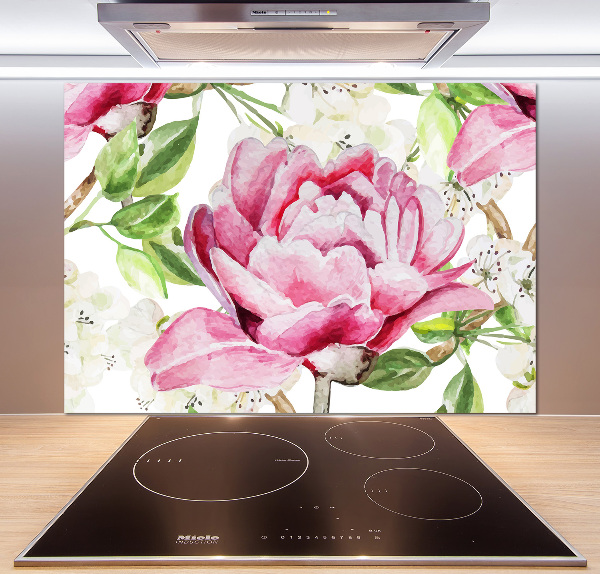 Cooker splashback Peonies