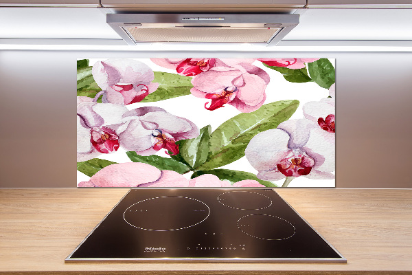 Cooker splashback Pink orchids