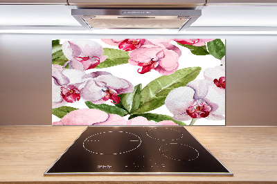 Cooker splashback Pink orchids