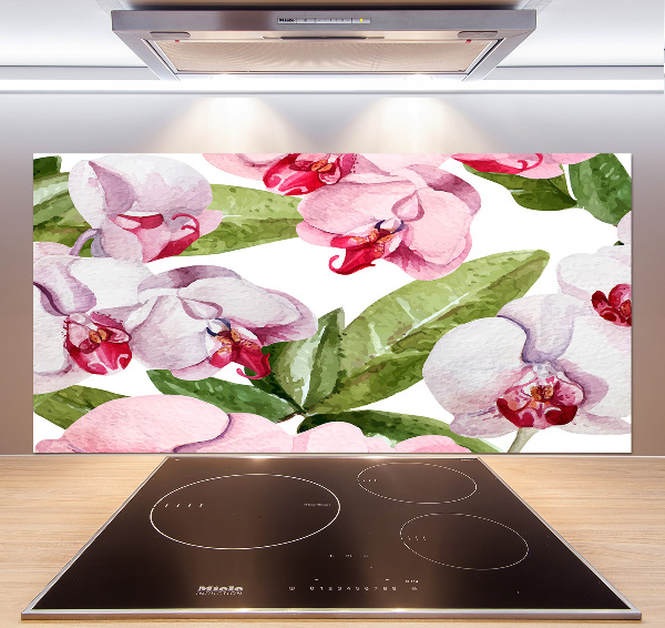 Cooker splashback Pink orchids