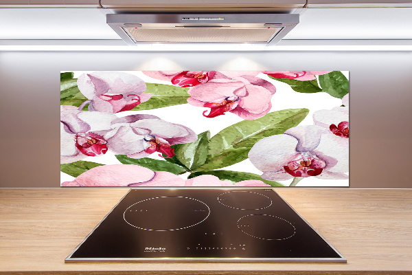 Cooker splashback Pink orchids