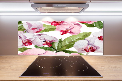 Cooker splashback Pink orchids