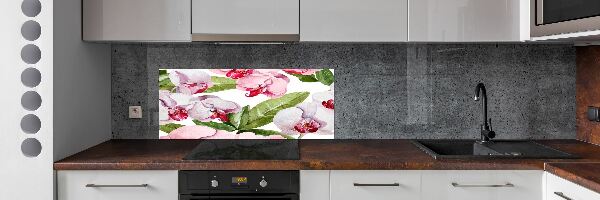 Cooker splashback Pink orchids