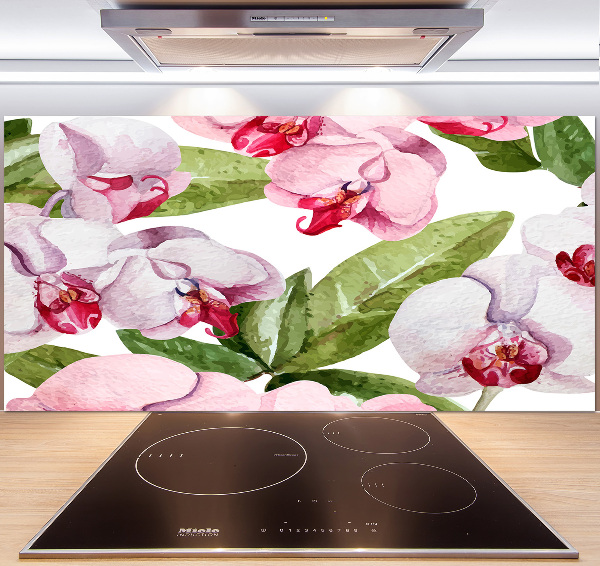 Cooker splashback Pink orchids