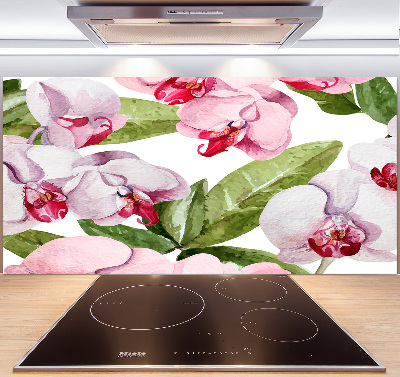 Cooker splashback Pink orchids