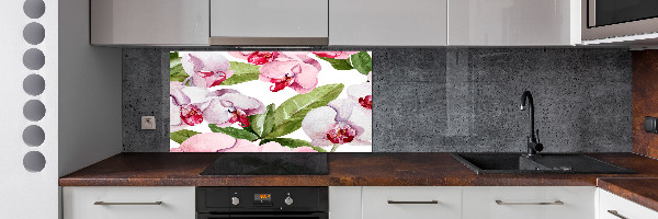 Cooker splashback Pink orchids