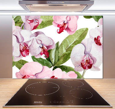 Cooker splashback Pink orchids