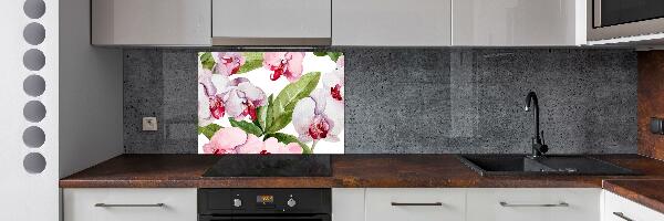 Cooker splashback Pink orchids