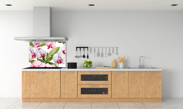 Cooker splashback Pink orchids