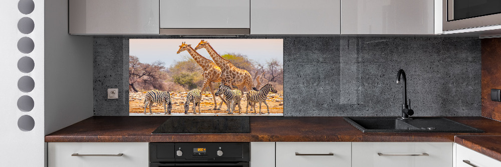 Cooker splashback Giraffes and zebra