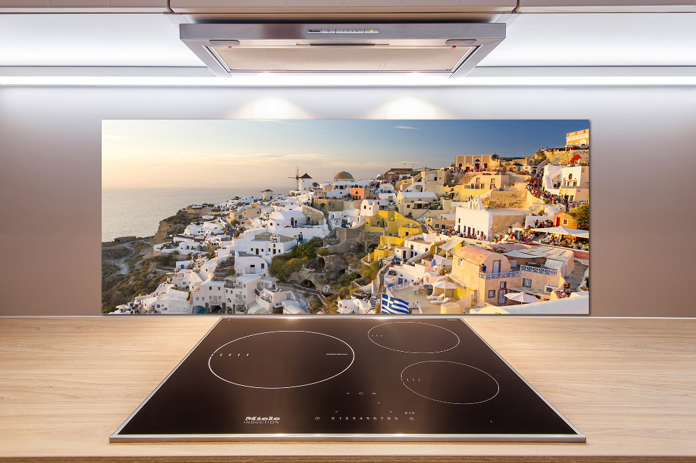 Glass splashback Santorini Greece