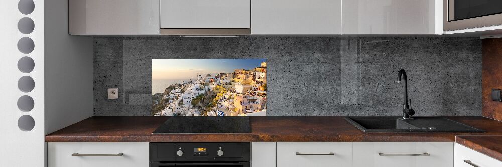 Glass splashback Santorini Greece