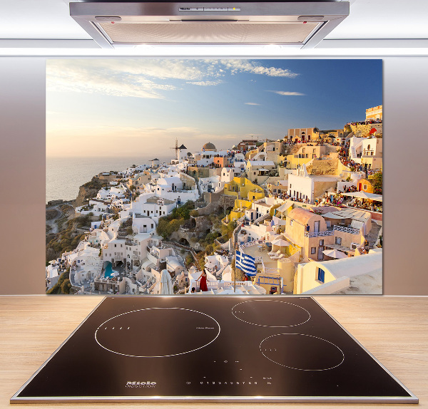 Glass splashback Santorini Greece