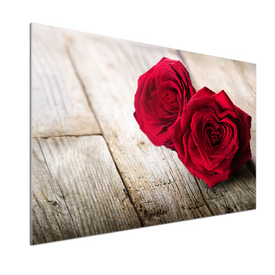 Cooker splashback Roses on wood