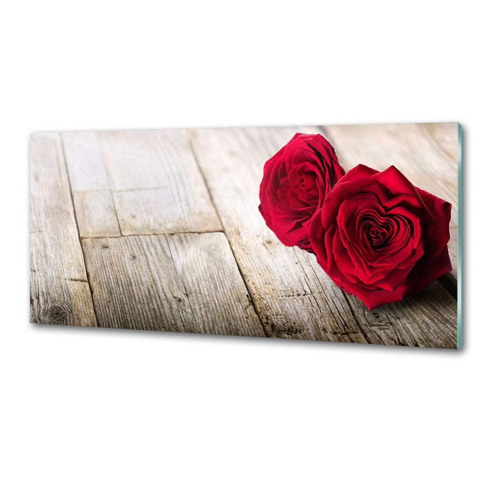 Cooker splashback Roses on wood