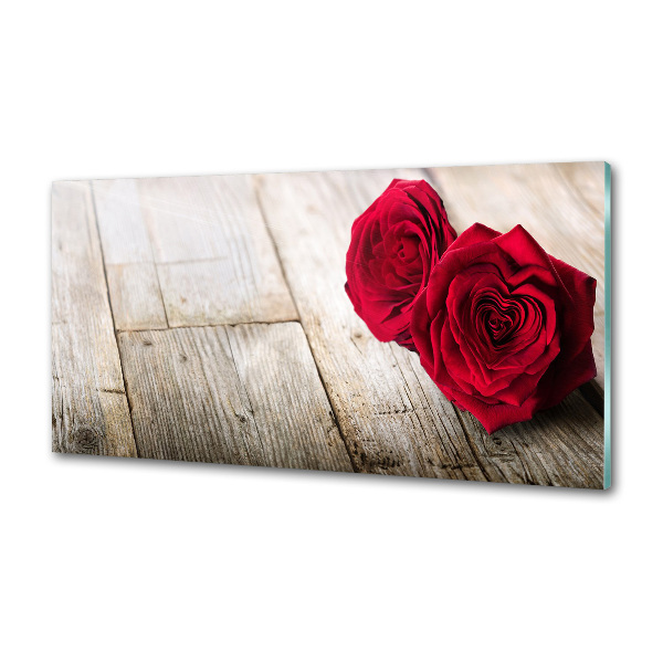 Cooker splashback Roses on wood