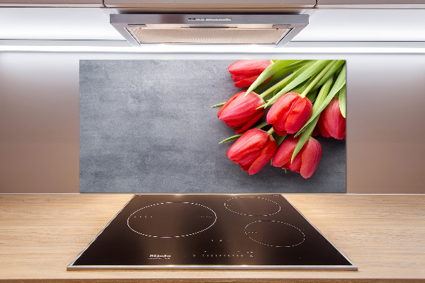 Cooker splashback Red tulips