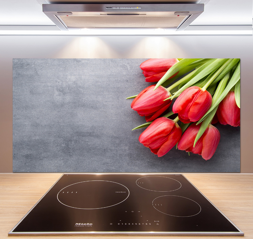 Cooker splashback Red tulips